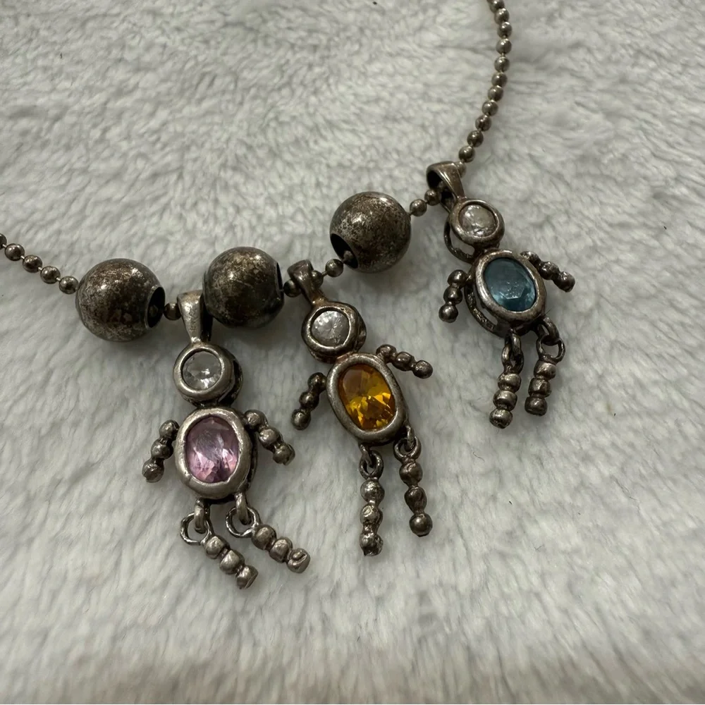 925 Sterling Silver Mother's Necklace Family Charm Birthstones